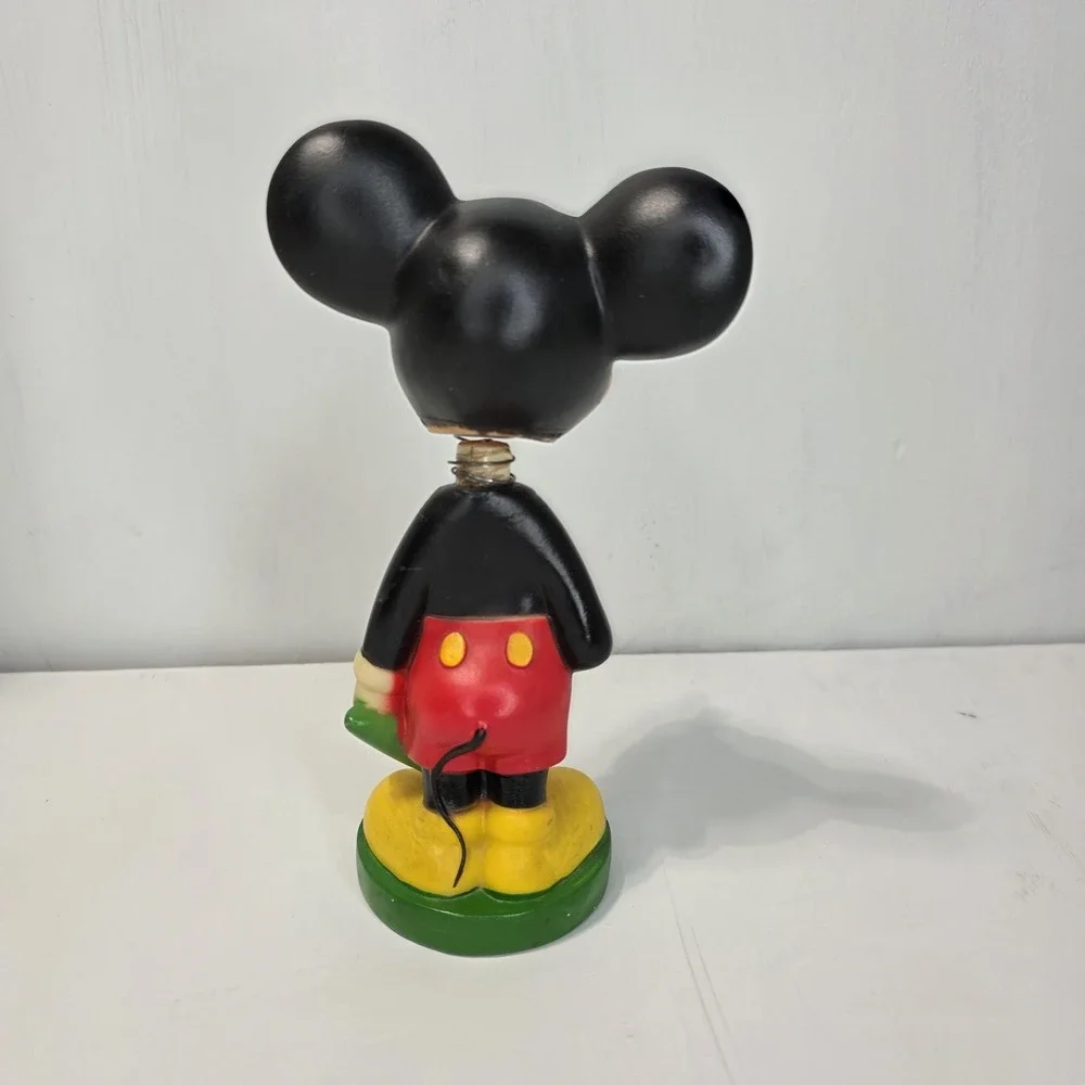 Vintage 70s Disney Mickey Mouse Bobblehead Figure Flower Kitschy Decor 7